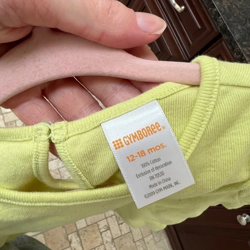 Gymboree 12-18M Lime Green Short Sleeve Blouse/Top with Flowers